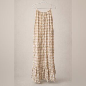 Roxy Tan and White Plaid Maxi Skirt